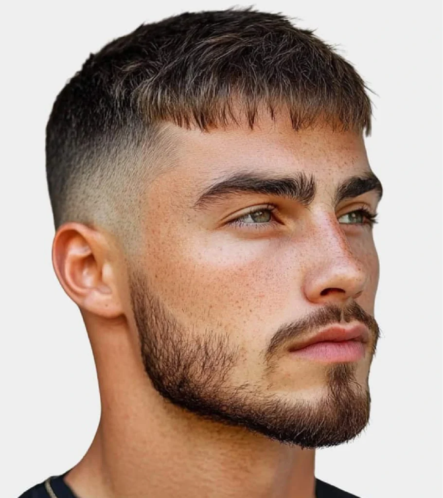 Crop Top Fade with Blunt Fringe