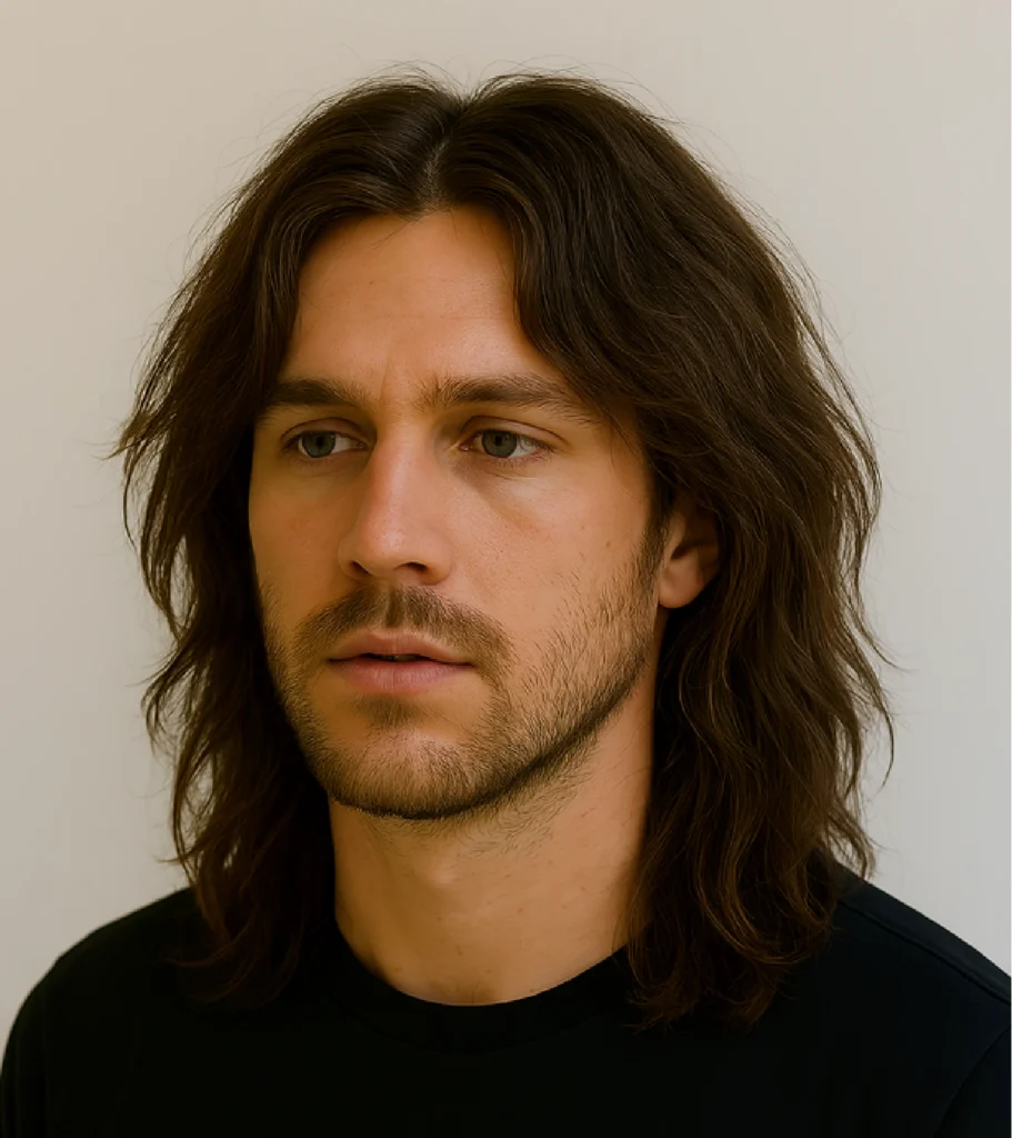Parted, Long Shaggy Hair