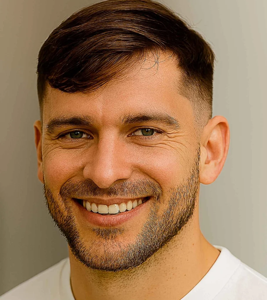 Combed Over Fringe with Taper Fade
