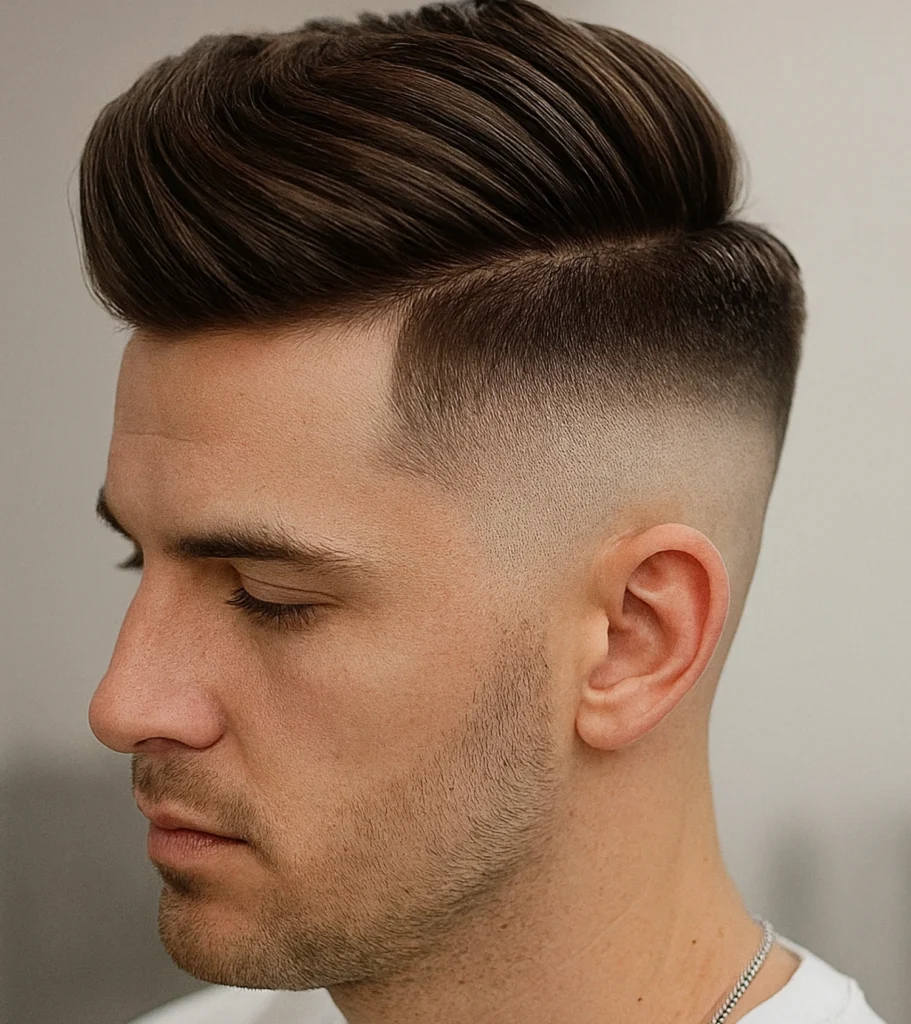 High Volume Comb Over with Mid Skin Fade