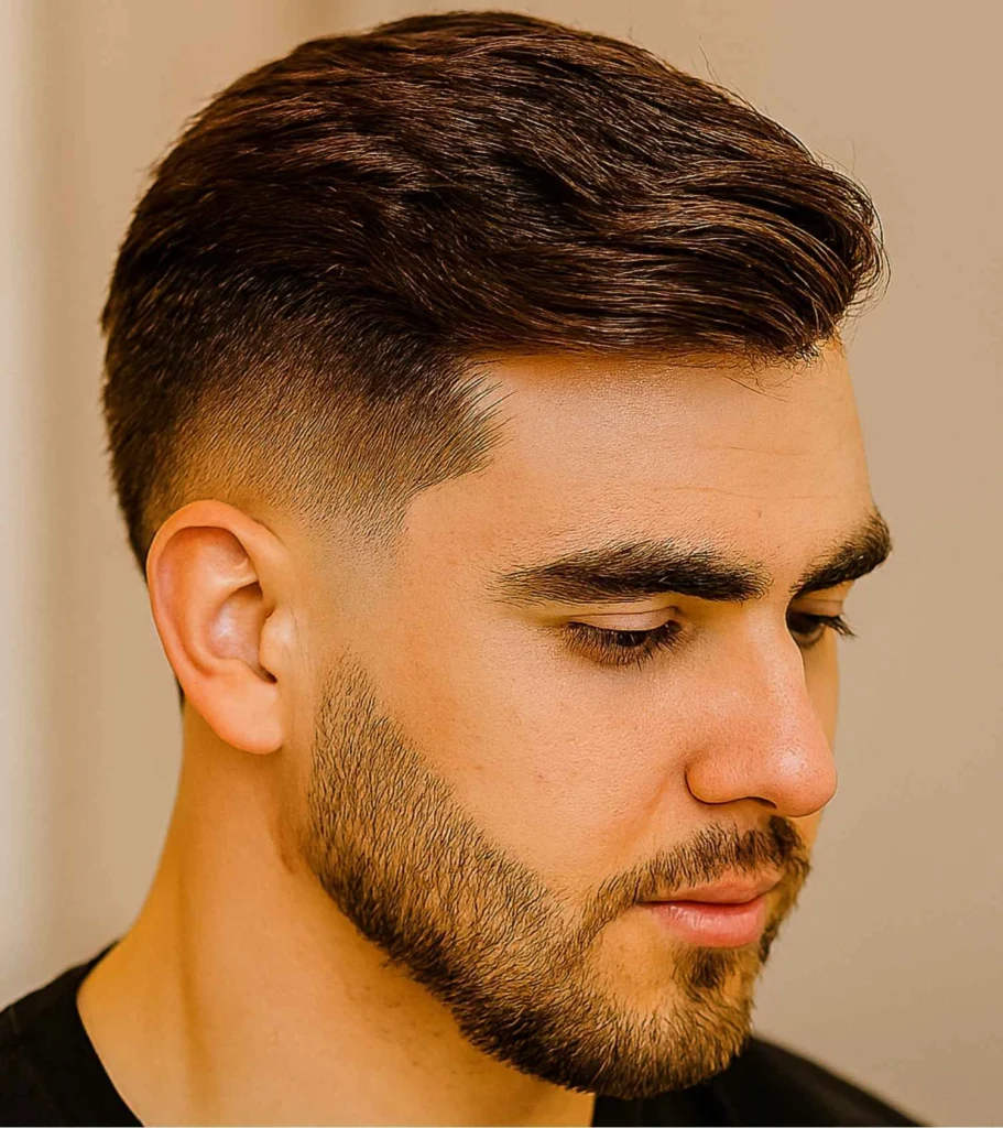 Long Layered Crew Cut with High Taper Fade