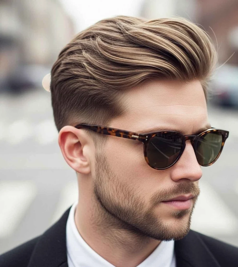 Messy Layered Comb Over with Tapered Sides