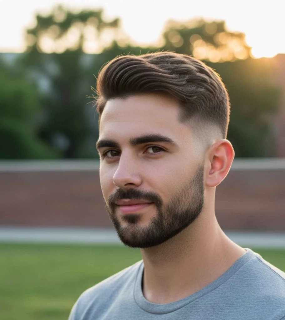Short Comb Over with Low Drop Fade