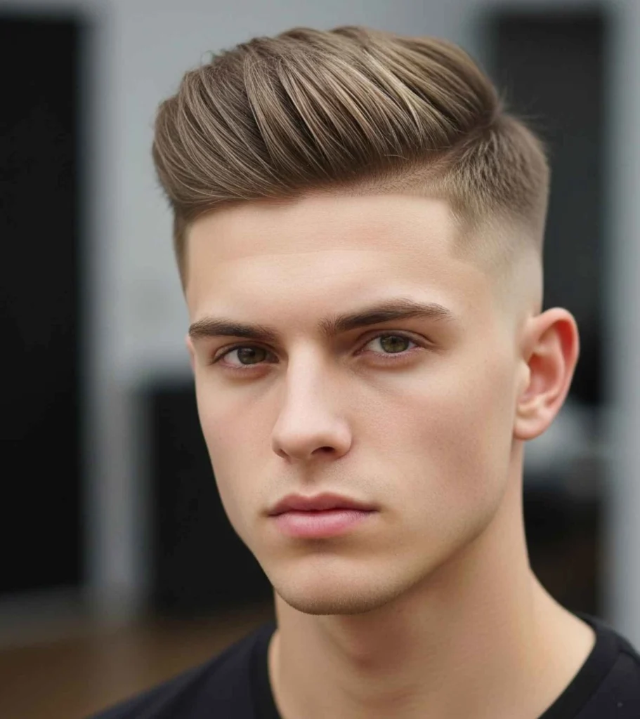 Short Textured Quiff with Mid Fade