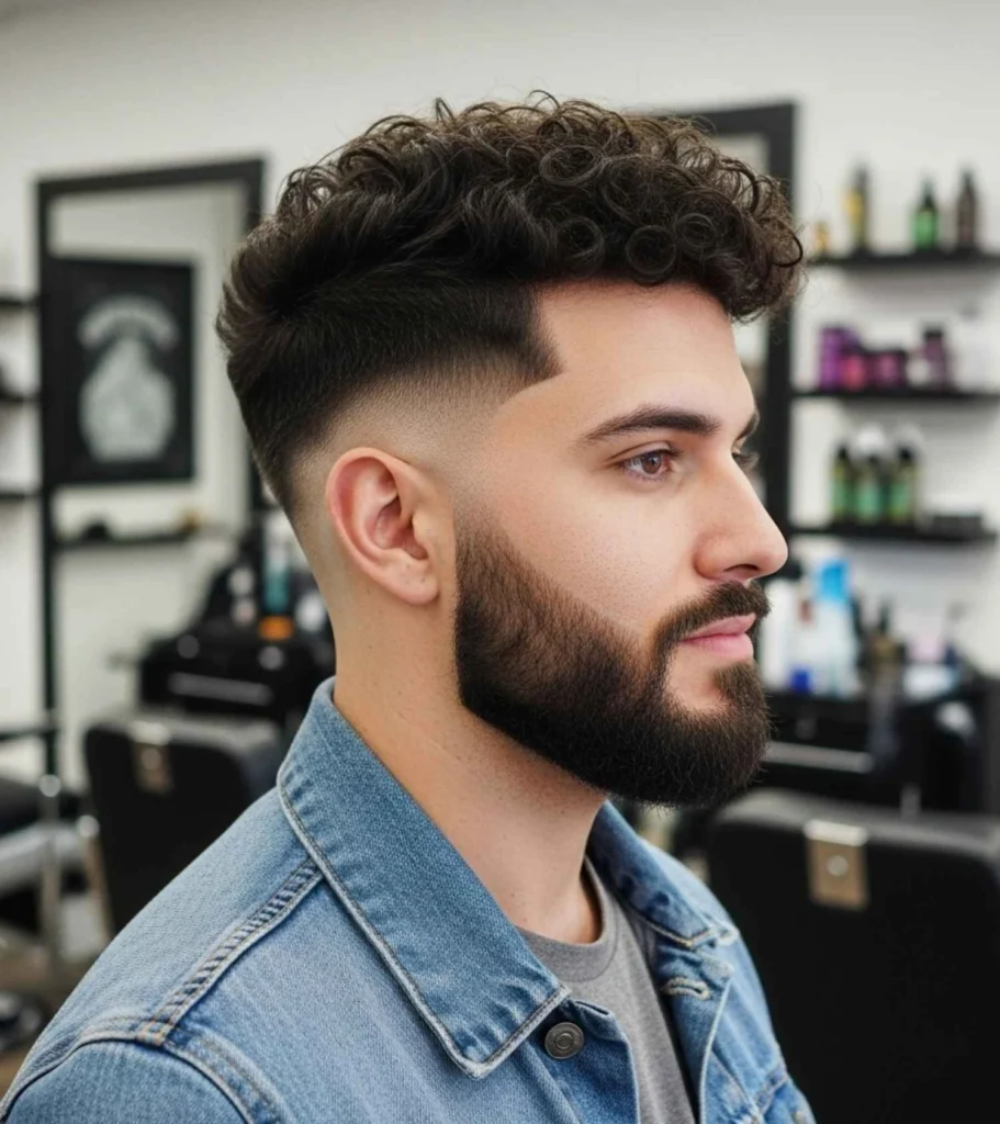Thick Curly Taper Fade