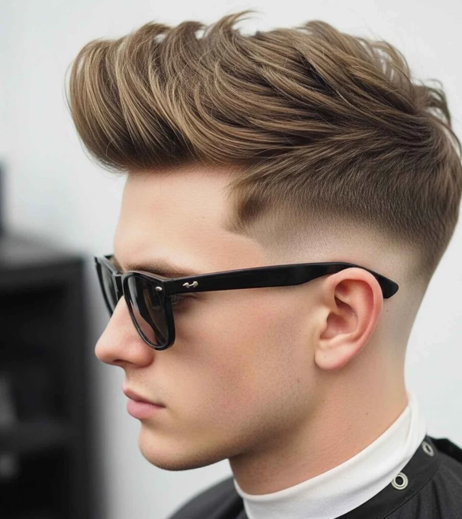 Tousled Textured Quiff with Low Fade