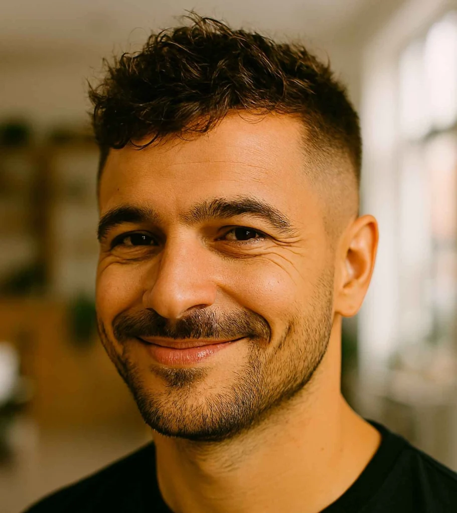 Short Messy Waves with High Skin Fade