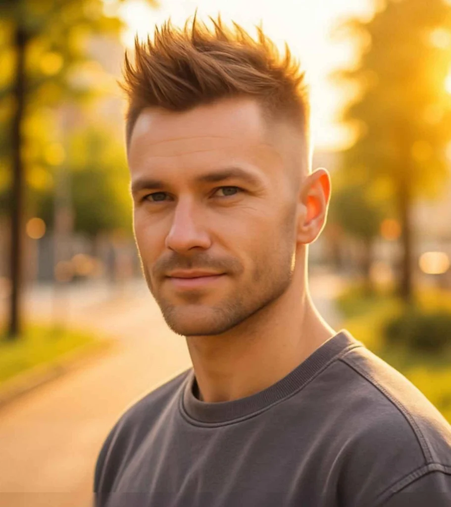 Short Spiky Hair with Taper Fade