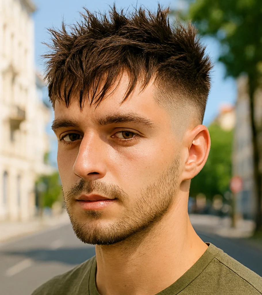 Messy Spiky Hair and Fringe with Low Drop Fade