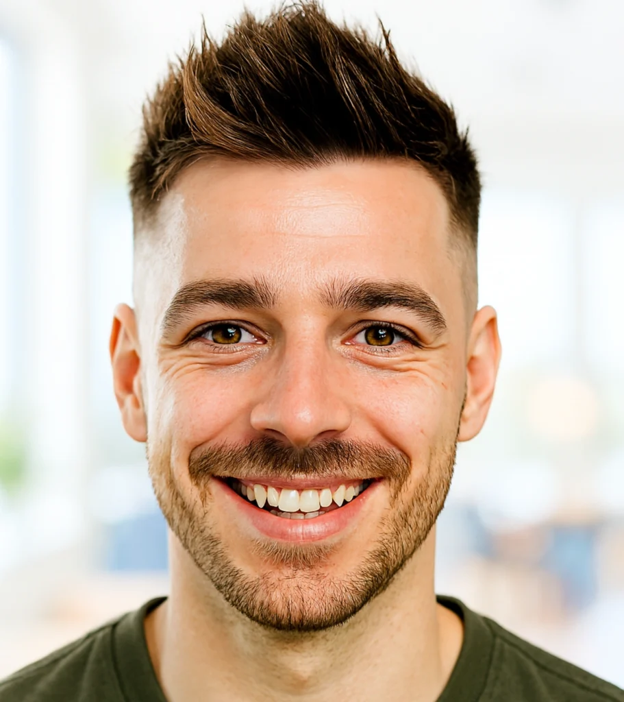 Textured Faux Hawk with Low Burst Fade