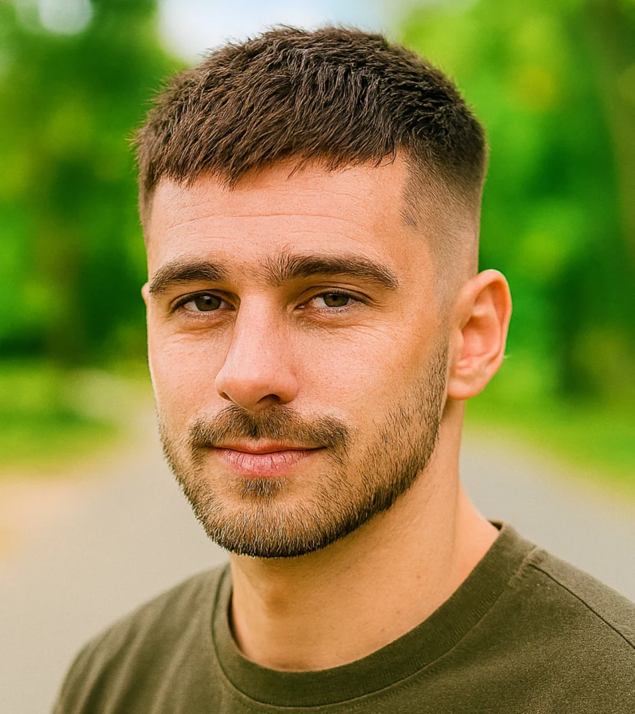 Textured Short Hairstyle with Mid Fade
