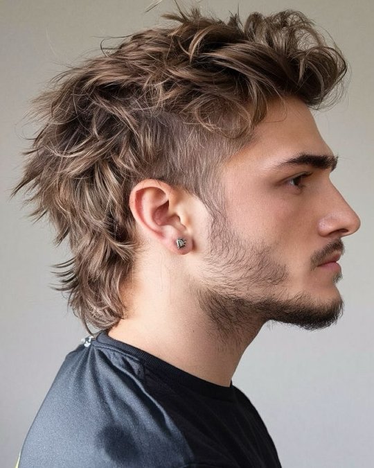 Textured Burst Fade Mullet