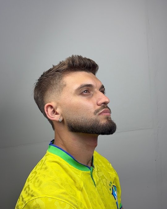 Mid Fade Beard With Textured Quiff