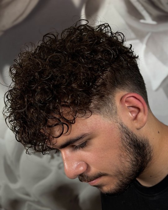 Long Curly Fringe + Fade