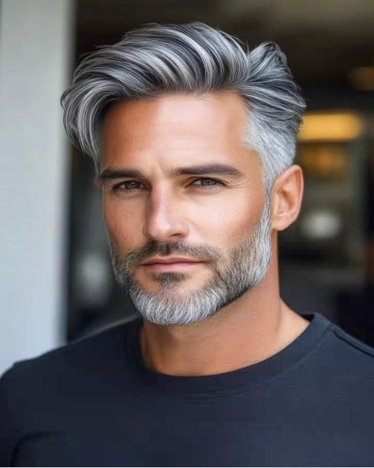 Silver Side-Swept Pompadour