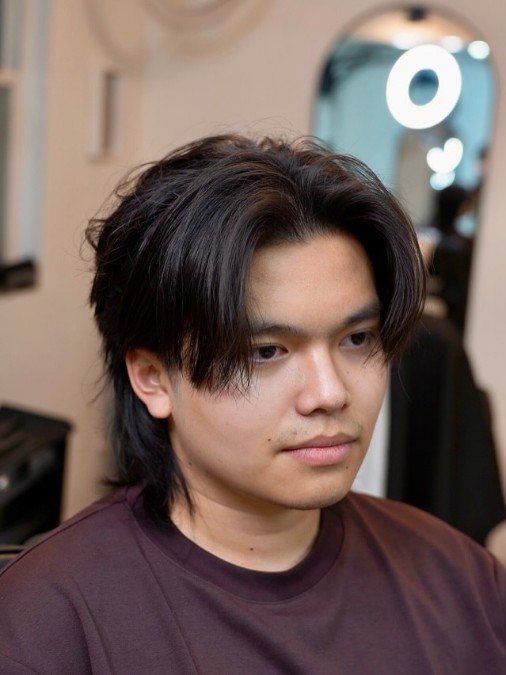 Middle Part Wolf Cut With Curtain Bangs