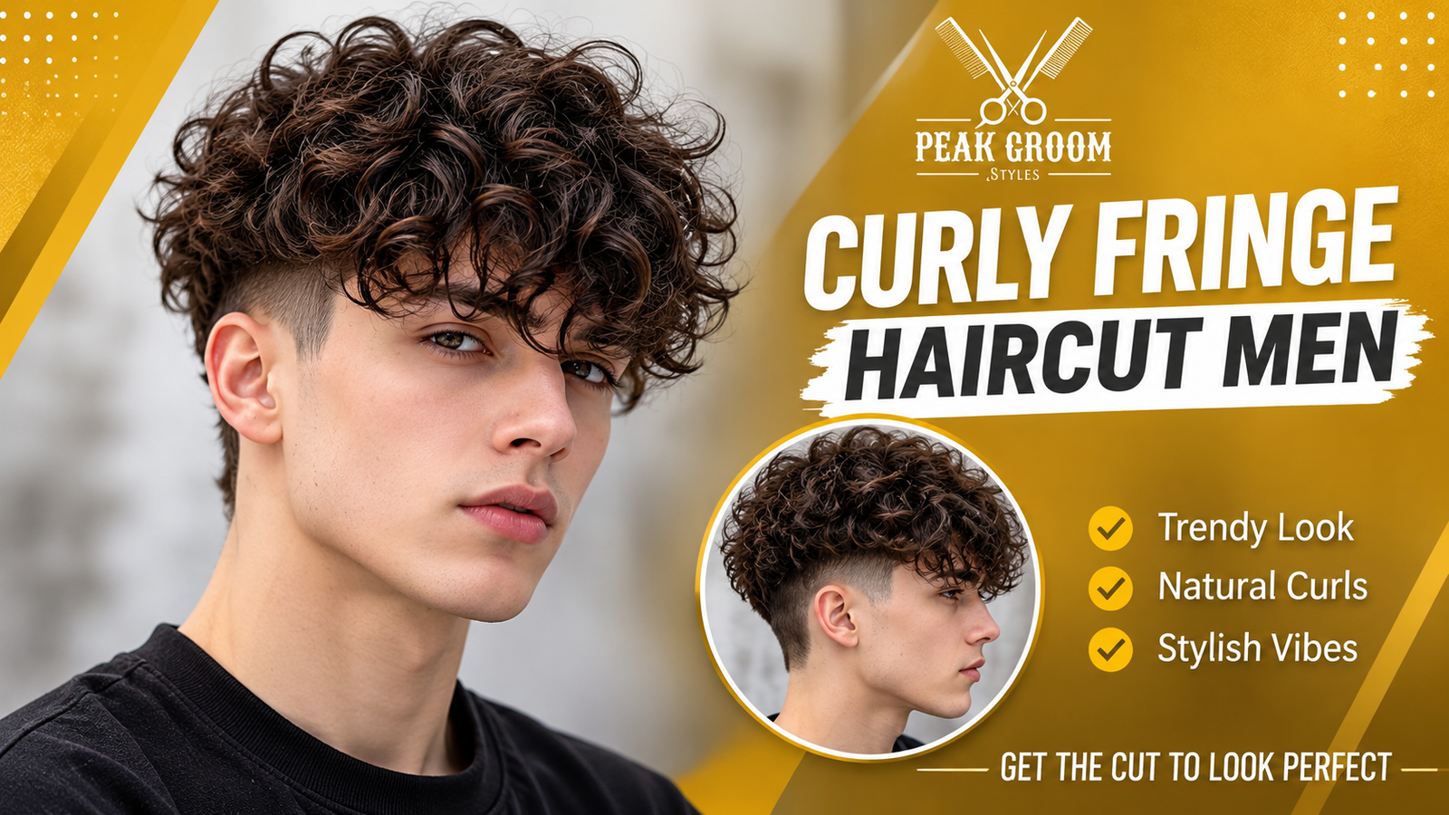 Curly Fringe Haircuts for Men With Short or Tapered Sides